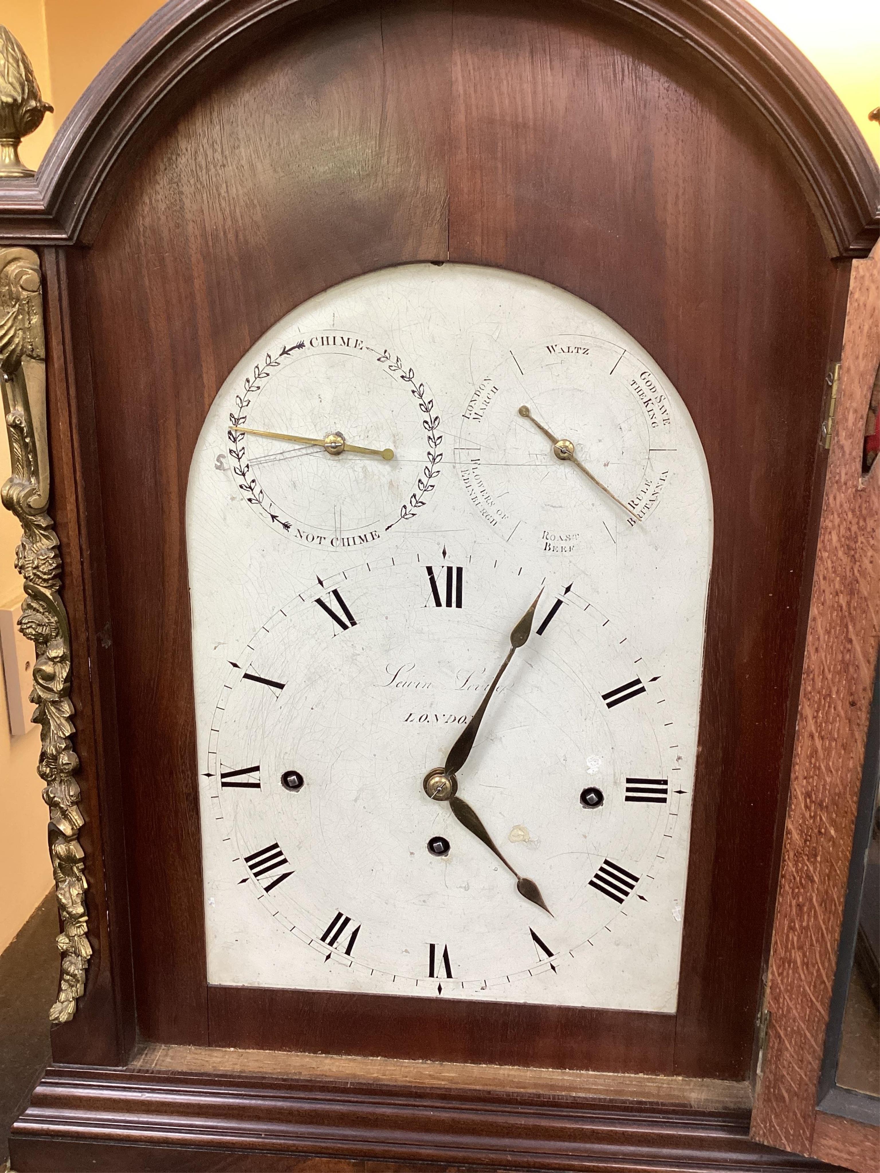 Lewin Levin of London. A patriotic George III brass-mounted mahogany repeating six-tune musical bracket clock